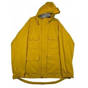 Duluth Trading Co Yellow Rain Jacket Hooded Waterproof Shell Mens 2XL Tall